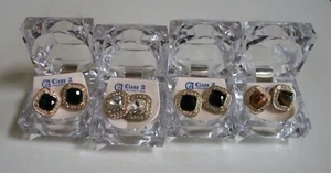 Herren Gold Finish Glitzer Tigerauge, schwarz, grün, Mode Ohrstecker mit Box - Bild 1 von 18