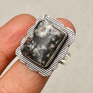 Anello gioiello in argento sterling 925 con pietra preziosa Edulite misura 8 - Foto 1 di 8