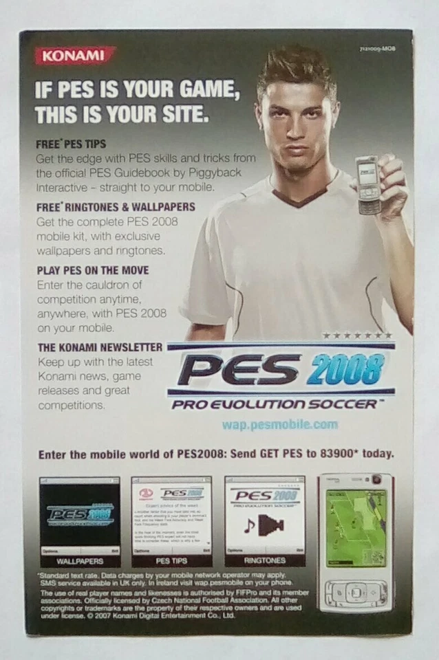 RARE PROMOTIONAL FLYER INSERT PES Pro Evolution Soccer 2008 Microsoft XBOX 360 - Image 1 of 1