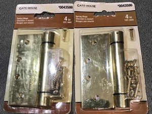 Gatehouse Lot Of 2 4" Spring Hinge Brass Finish - Picture 1 of 2