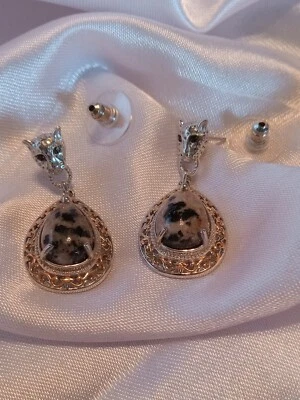 USA MINED Natural Yooperlite, Drop Earrings, 14KYG &Plat/Copper Magnet, NWT  - Image 1 of 4