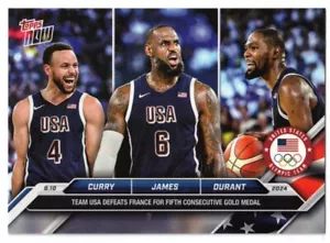 2024 Topps Now Olympics Steph Curry LeBron James Kevin Durant USA Gold Medal - Picture 1 of 2