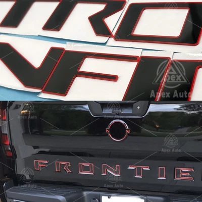 Black Red Outline Tailgate Inserts Letters Emblems For 2020-2024 Nissan Frontier Foto 1 de 4
