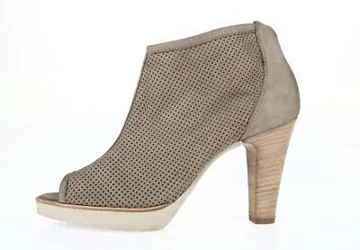 Paul Green Taupe Beige Leather Perforated Open Toe Booties Size 10 (7.5 UK) - Image 1 of 4