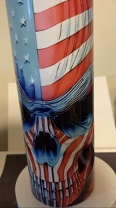 3D Bright, Skull With Flag Print Tumbler. 20oz, Insulated, Double Walled. - Picture 1 of 2