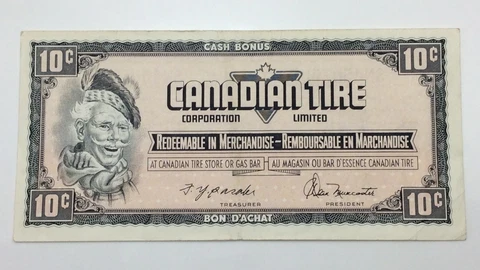 1974 Canadian Tire 10 Cents Circulated Banknote CTC Gas Bar Cash Bonus E150 Cover
