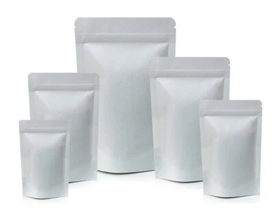 PAPEL BLANCO STAND UP POUCH KRAFT PAPER COFFEE MYLAR POUCH ZIP LOCK HEAT SEAL BAG Foto 1 de 4