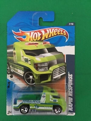 2011 Hot Wheels #177 HW City Works-Ambulance RAPID RESPONSE Green B163 - Image 1 of 4