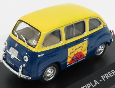 MODELLINO AUTO STATICO FIAT 600 MULTIPLA CREMA MEDICATA PREP 1953 BLU SCALA 1/43 - Immagine 1 di 4