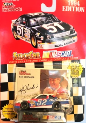 Racing Champions 1994 Ken Schrader Stock Car in pack Stand and collector card - Image 1 of 3