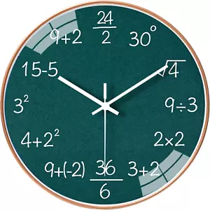 12 Inch Math Wall Clock Silent Non Ticking Movement Quality Quartz Wall Clock fo - Picture 1 of 12