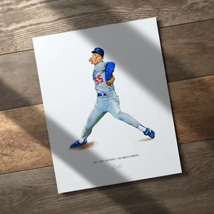 Poster Stampa Orel Hershiser Los Angeles Dodgers Baseball 8x10 Arte Illustrata - Foto 1 di 10