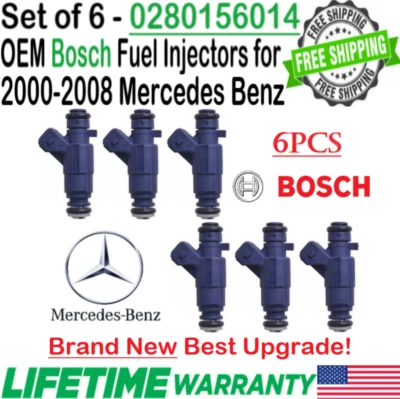 Nuevos inyectores de combustible OEM x6 Bosch Best Upgrade para Mercedes Benz E320 2001-05 3,2 L Foto 1 de 4