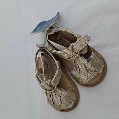 Gold Toddler Sandals Tassel Sparkle Size 1 - Image 1 of 4
