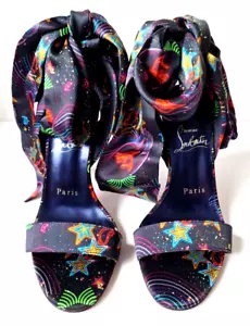 NUEVAS Sandalias Christian Louboutin Viva Las Vegas Satén Corbata Multicolor Talla 35 EU - Imagen 1 de 5