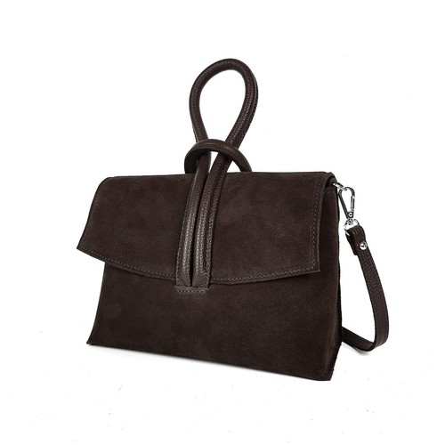 JACQUEMUS Borsa donna in VERA PELLE SCAMOSCIATA fatta a mano marrone cioccolato tracolla