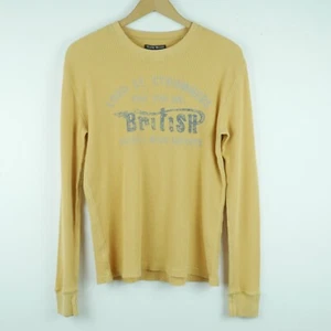 Lucky Brand Men's Small Thermal Shirt Vintage Inspired Y2K Pastel Yellow Waffle - Picture 1 of 7