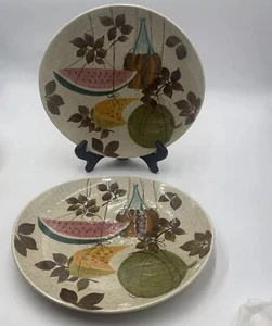 Piatto vintage in ceramica ad ala rossa dipinto a mano Futura Tampico 11x10 pollici - Foto 1 di 3