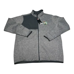 Antigua Boston Celtics Full Zip Fleece Jacket Men's Size L Gray Knit Sweater NBA - Picture 1 of 8