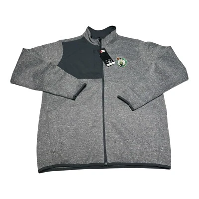 Antigua Boston Celtics Full Zip Fleece Jacket Men's Size L Gray Knit Sweater NBA - Image 1 of 4
