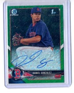 DANIEL GONZALEZ 2018 BOWMAN CHROME GREEN SHIMMER REFRACTOR AUTO RC #60/99 REDSOX