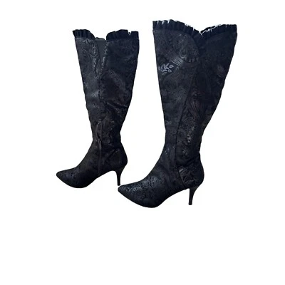 Impo Stretch Sofia Black Knee-High Heeled Boots Size 8M With Flaw - Image 1 of 4