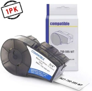1PK For Brady BMP21 Label Cartridge M21-750-595-WT 19.1mm White Vinyl 3/4" x21' - Picture 1 of 8