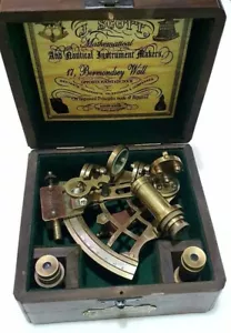 Vintage maritimes Messing nautisch 5 Zoll Sextant mit Holzkiste Marine - Bild 1 von 9