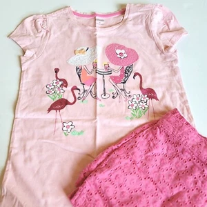 Gymboree Girls sz 8 Fruit Punch Friends Lemonade Time Top Pink Eyelet Shorts NWT - Picture 1 of 2