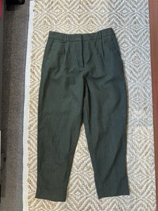 COS 100% Wool Green Pleat Front Cropped Pants 36 8 - Foto 1 di 9