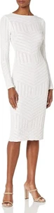 NEW Dress the Population Women's Emery Long Sleeve Stretch Sequin Midi Sheath M - Picture 1 of 2