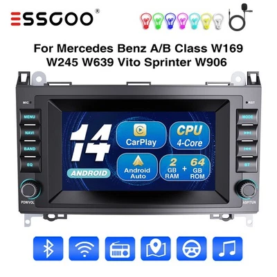 Für Benz A/B-Klasse A200 B200 W169  W245 Carplay Autoradio 2+32G Android 14 GPS - Bild 1 von 4