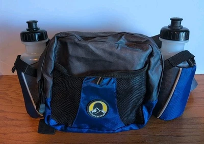Riñonera de senderismo StanSport azul negra con (2) botellas de agua Foto 1 de 4