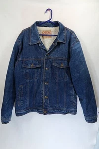 Vintage Oscar Jeans Denim Sherpa Lined Trucker Jacket Mens XL Farm Ranch Blue - Picture 1 of 11