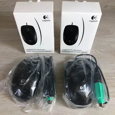 Lot of 2 LOGITECH B120 Black Optical Combo Mouse for Business NEW! - Image 1 of 4