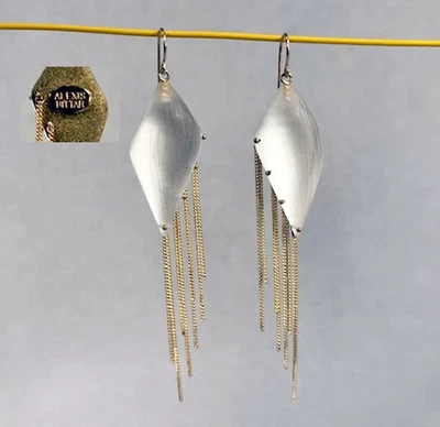 Como Nuevo ALEXIS BITTAR Blanco Escarcha LUCITE Cometa PENDIENTES Cadenas Oro 3" Cuelga DROP Foto 1 de 4