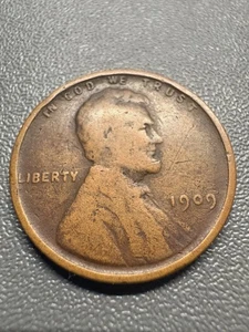 1909 Lincoln Wheat Penny Coin 1 Cent No Mint Mark - Picture 1 of 11
