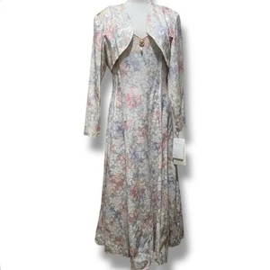 Vestido formal largo completo Scott McClintock talla 14 pastel conjunto floral de 2 piezas - Imagen 1 de 11