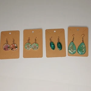 Hand made earrings with real flowers French hook Nickel free various colors - Picture 1 of 9