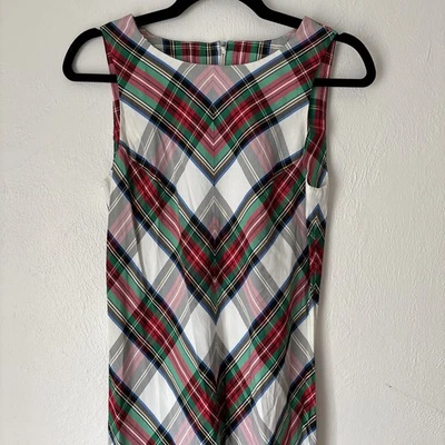 Vintage 60s Taffeta Plaid Maxi Dress Handmade Sleeveless Hostess Gown Holiday - Image 1 of 4