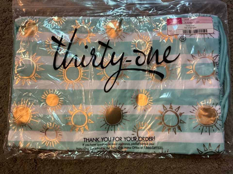 Saco de cincha con cordón Thirty One en rayos por días Foto 1 de 1