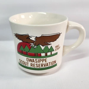 Vintage Boy Scouts Coffee Mug Owasippe Scout Reservation 1982 Staff Bald Eagle - Imagen 1 de 6