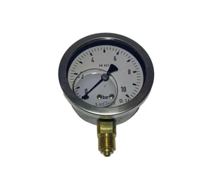 Manometer 0 - 10 bar  1/4" Anschluss unten  Ø 63mm  Glycerin gedämpft Kl. 1.6 - Picture 1 of 2