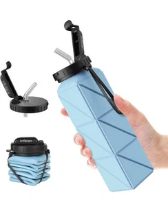 20 Unzen Faltbare Wasserflasche BPA Frei Auslaufsicher Silikon Perfekt Zum Fliegen - Bild 1 von 8