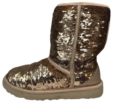 Botas clásicas Ugg para mujer oro rosa bota clásica corta lentejuelas talla 7 Navidad Foto 1 de 4