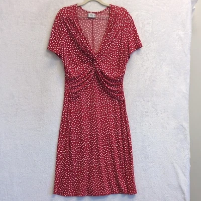 Vestido midi feminino Lily vermelho e branco bolinhas retrô pinup tamanho XL - Imagem 1 de 4