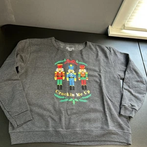 Hanes Youth Large Christmas Nutcracker Sweatshirt Eco smart Gray Holiday Humor - Picture 1 of 10