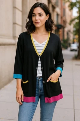 Angel Apparel NUEVO CON ETIQUETAS $163 Suéter Vintage Retro Rayas Cárdigan Para Mujer Talla 1XL Foto 1 de 4