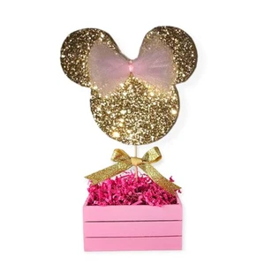 Minnie Centerpiece Birthday Party Table Kids Decoration Glitter Head Cutout - Picture 1 of 1