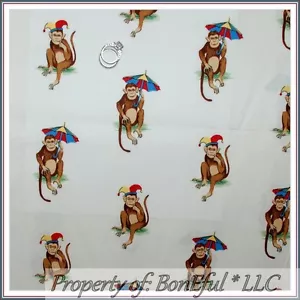 BonEful Fabric FQ Cotton Decor Monkey Animal Jungle Safari African Umbrella RARE - Picture 1 of 11